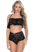 Sexy Black High Waist Lace Cami Set